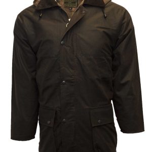 Oilskinsjakke Basic, mørk brun - XS